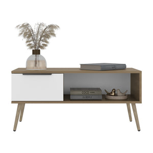 English Elm Scandinavian Minimalist Coffee Table with Storage Drawer Open Shelf Living Room B128P473973
