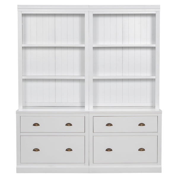 English Elm 83.4"Tall Modern Bookshelf Suite With Led Lighting, Drawers & Open Shelves For Stylish Storage Solutions N751S059420K