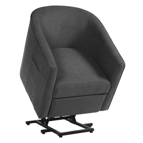 English Elm Power Lift Recliner Barrel Back Chenille Chair for Seniors with Footrest Pocket Dark Grey N719P355911R