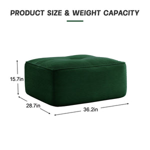 English Elm Ottoman Corduroy Upholstered Modular Accent Piece with High Resilience Foam and Curved Arms Green W714P364692