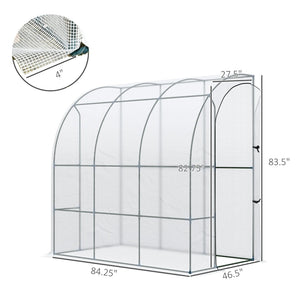 English Elm Outsunny Walk-in Lean-to Greenhouse with Pe Cover Roll-up Window and Ground Stakes W2225P217644