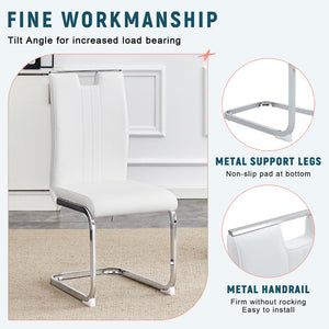 English Elm Set of 2 Gloss Pu Bow-back Dining Chairs with Ergonomic Curved Support for Modern Lofts White W1512P491841
