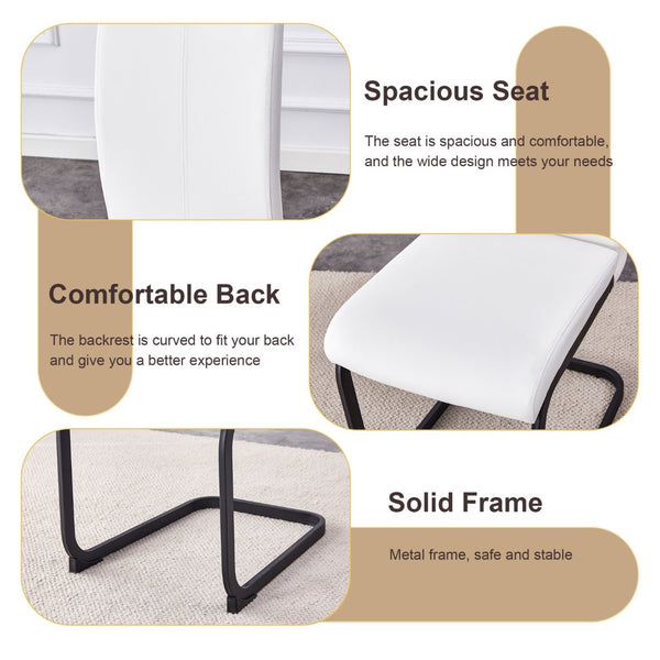 English Elm Table And Chair Set - Modern Grey Marble Mdf Dining Table With Metal Frame & 4 White Pu Chairs W1151S02685-GIGA