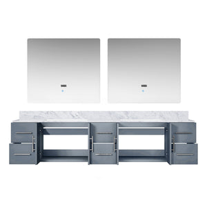 English Elm Dark Grey Double Bath Vanity With Carrara Marble Top & Led Mirrors - Stylish Storage Solution! B2731S00836