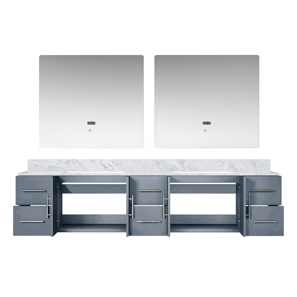 English Elm Dark Grey Double Bath Vanity With Carrara Marble Top & Led Mirrors - Stylish Storage Solution! B2731S00836