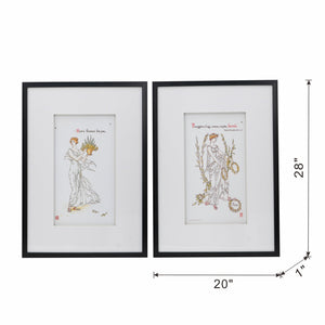 English Elm S/2 Elegant Wall Art Set for Living Room or Bedroom, Large 29.5" x 21.7" Decorative Canvas Pair Black White W2078P205300