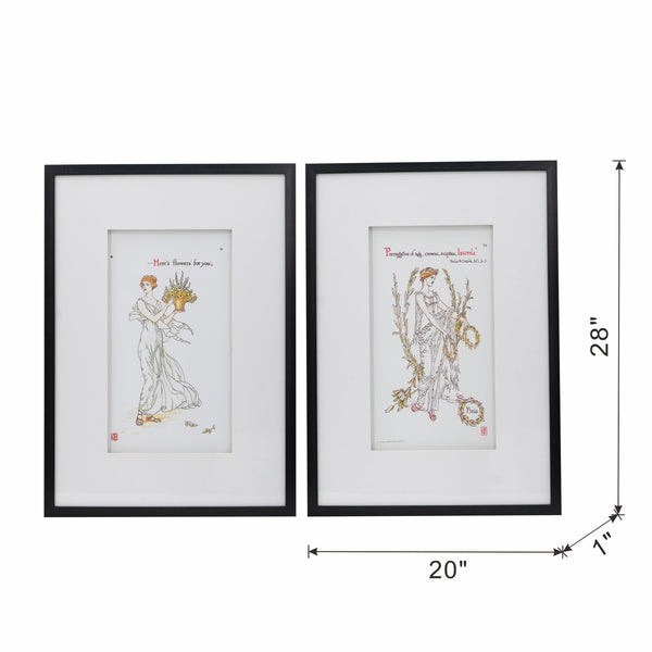 English Elm S/2 Elegant Wall Art Set for Living Room or Bedroom, Large 29.5" x 21.7" Decorative Canvas Pair Black White W2078P205300