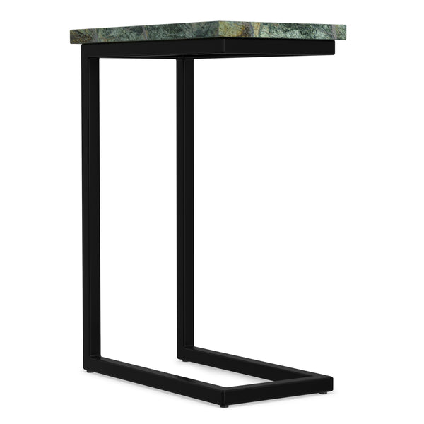 English Elm Skyler Green Marble C Side Table with Black Iron Frame — Slim, Durable C-Shaped Accent for Small Spaces B136P361861
