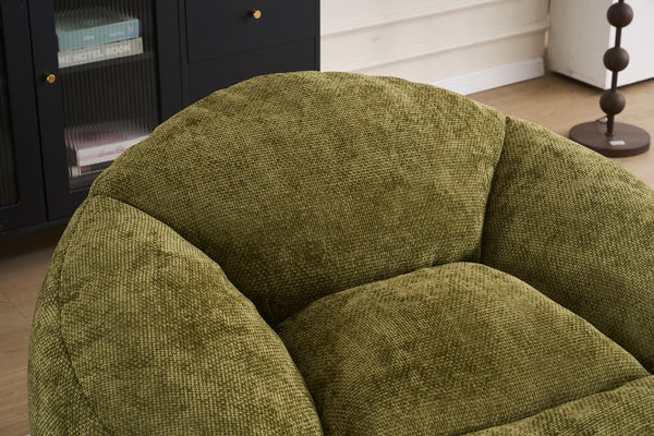 English Elm Foam Memory Foam Bean Bag Chair with Plush Chenille Cover, Large 42" Round Comfortable Lounger Olive Green W2915P283419