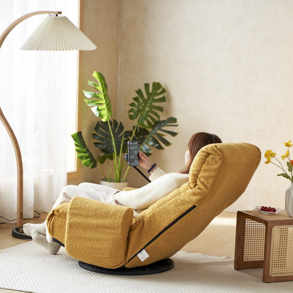 English Elm Adjustable ergonomic gaming lounge chair with 360° swivel, spring seat comfort and phone holder Yellow W244P172638