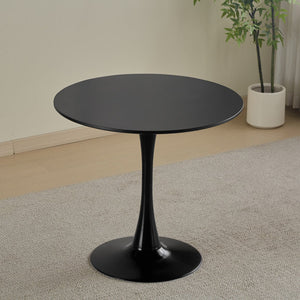 English Elm Round Round Dining Table 31.5" Black Tulip Design Modern Pedestal Table for Small Spaces, Seats 2-4 W2720P204035