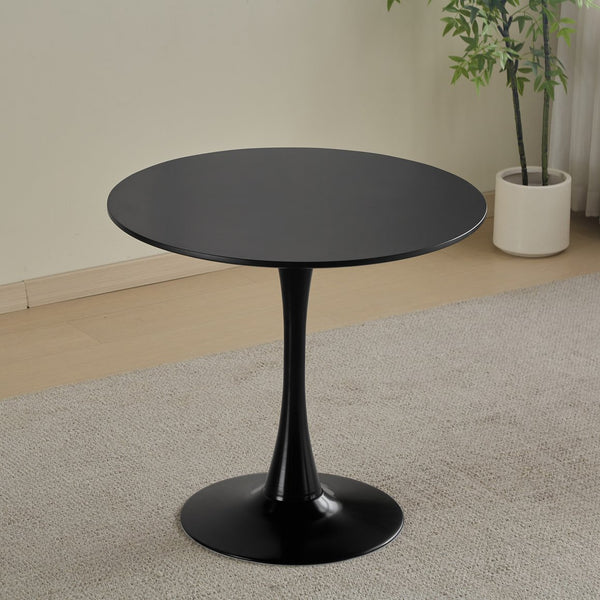 English Elm Round Round Dining Table 31.5" Black Tulip Design Modern Pedestal Table for Small Spaces, Seats 2-4 W2720P204035