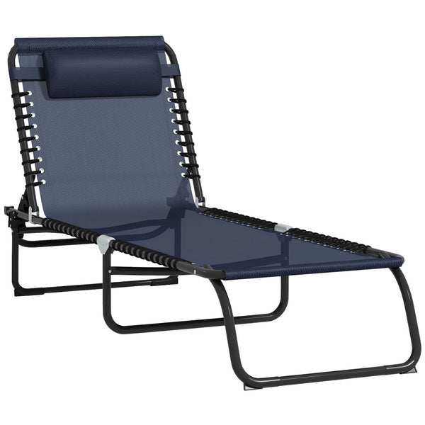 English Elm Outsunny Folding Chaise Lounge Chair - Adjustable 4-Position Poolside Relaxation With Breathable Mesh Seat W2225P229492-GIGA