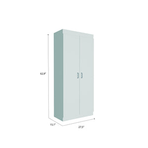 English Elm Albany,Double Pantry Cabinet White 63" High - Particle Board, Five Shelves for Kitchen Garage Storage B128S00131