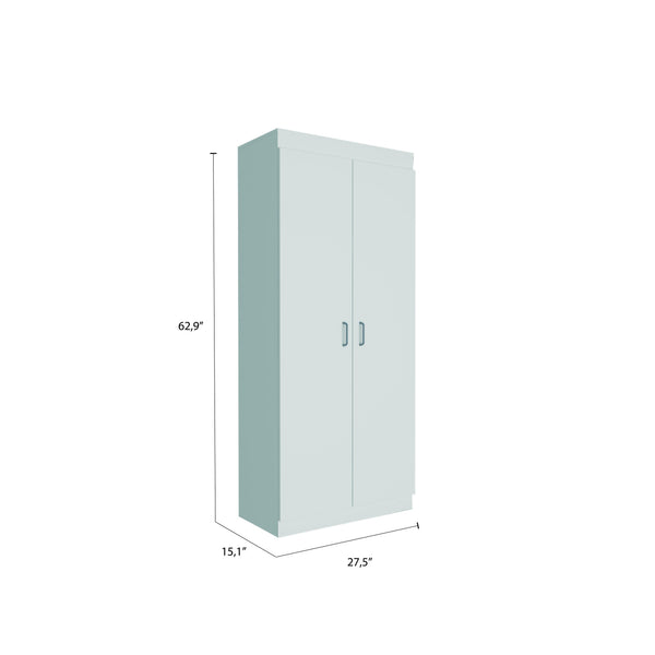 English Elm Albany,Double Pantry Cabinet White 63" High - Particle Board, Five Shelves for Kitchen Garage Storage B128S00131