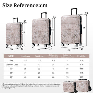 English Elm 6 Piece Hardshell Abs Travel Set with Spinner Wheels Combination Lock and Toiletry Bag Pink Flower N732P391160U