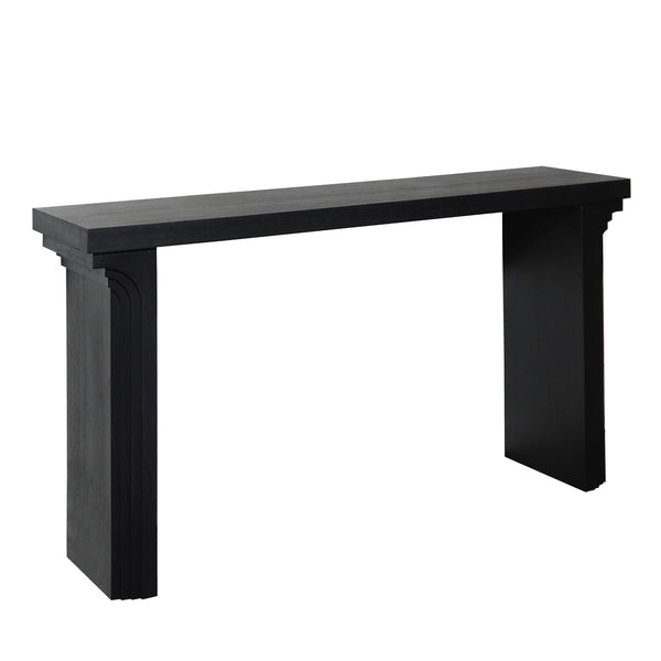 English Elm 58in Modern Minimalist Black Console Table – Sleek Engineered Wood Entryway Accent with Sturdy Legs and Matte Finish W2729P252797