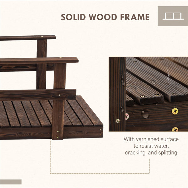 English Elm Outsunny 7' Wooden Garden Bridge With Safety Rails - Charming Footbridge For Ponds, Streams & Walkways W2225P174529-GIGA