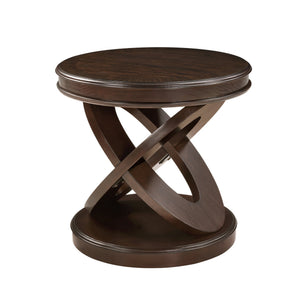 English Elm Retro Solid Wood Coffee Table Set 3-Piece with 44" Oval Coffee Table & Round End Tables, Sturdy X-Legs, Waterproof Surface Espresso W1202S00010