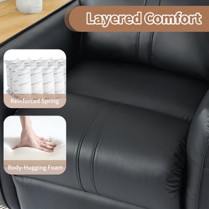 English Elm Power Power Swivel Rocker Recliner Chair with Wide Armrests, Dual USB Charging Ports, Compact Comfort Black PU W1028S00031