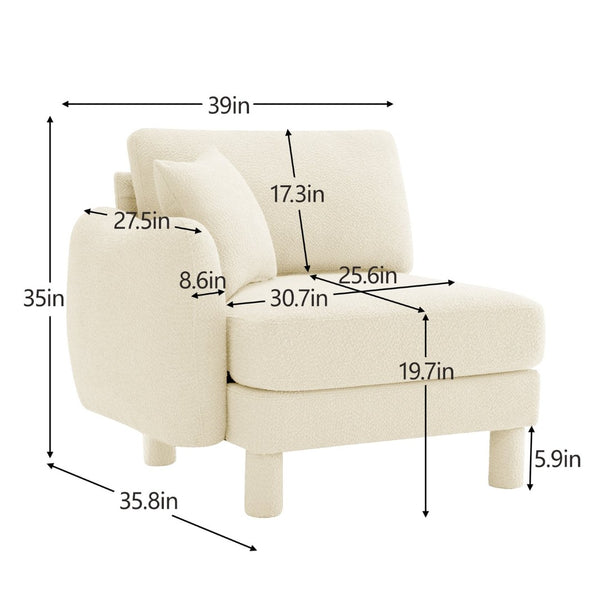 English Elm Lucas Boucle Polyester Three Seat Sofa with Curved Arms and Sculptural Modern Design W3041P337280
