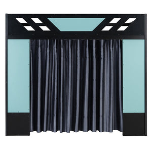 English Elm Full Size Loft Bed with Desk Blackout Curtains Rgb Lighting and Integrated Storage Black+Blue LT000377AAC