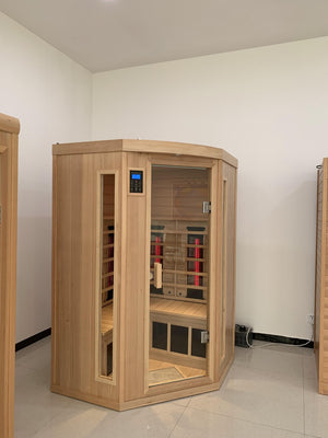 English Elm Indoor Three Person Hemlock Far Infrared Sauna with Audio Speakers and Steam Kit W5530P446217