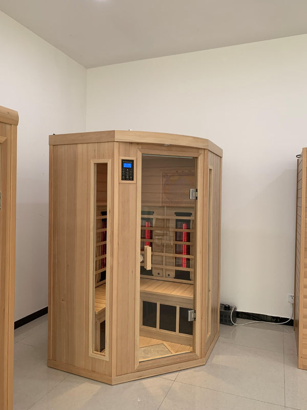 English Elm Indoor Three Person Hemlock Far Infrared Sauna with Audio Speakers and Steam Kit W5530P446217