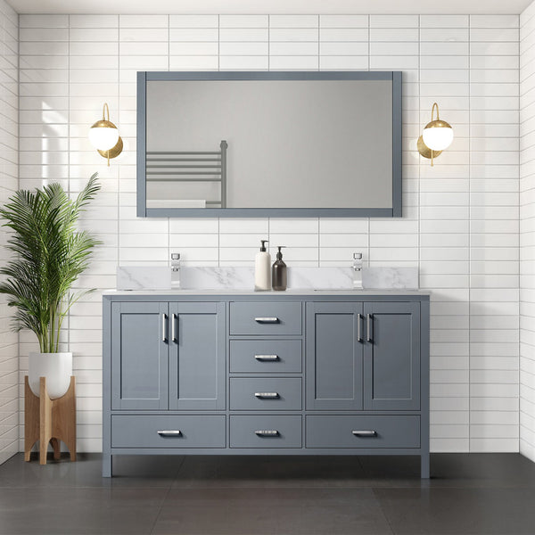 English Elm Dark Grey Double Bath Vanity With Carrara Marble Top – Elegant Storage, Soft-Close Design, 72" W B2731P258909