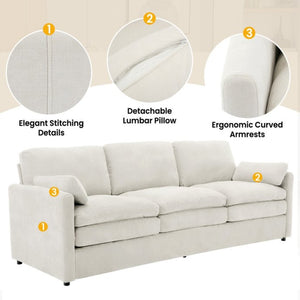 English Elm 101.2" Modular Chenille Sectional Sofa with Tufted Cushions and Deep Seating for Living Room Beige N719S001922A