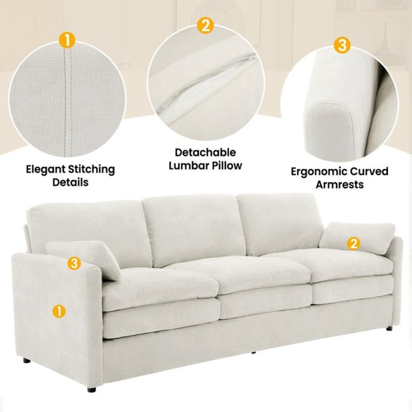 English Elm 101.2" Modular Chenille Sectional Sofa with Tufted Cushions and Deep Seating for Living Room Beige N719S001922A