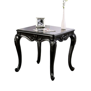 English Elm 1pc Champagne Finish End Table with Ornate Carvings Cabriole Legs Solid Wood Veneer Accent Table B2741P361115