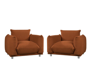 English Elm Sherpa Oversized Sherpa Accent Chair 42" Plush Lambswool Upholstered Armchair with Metal Legs, Brown Cozy Reading Sofa W542122033