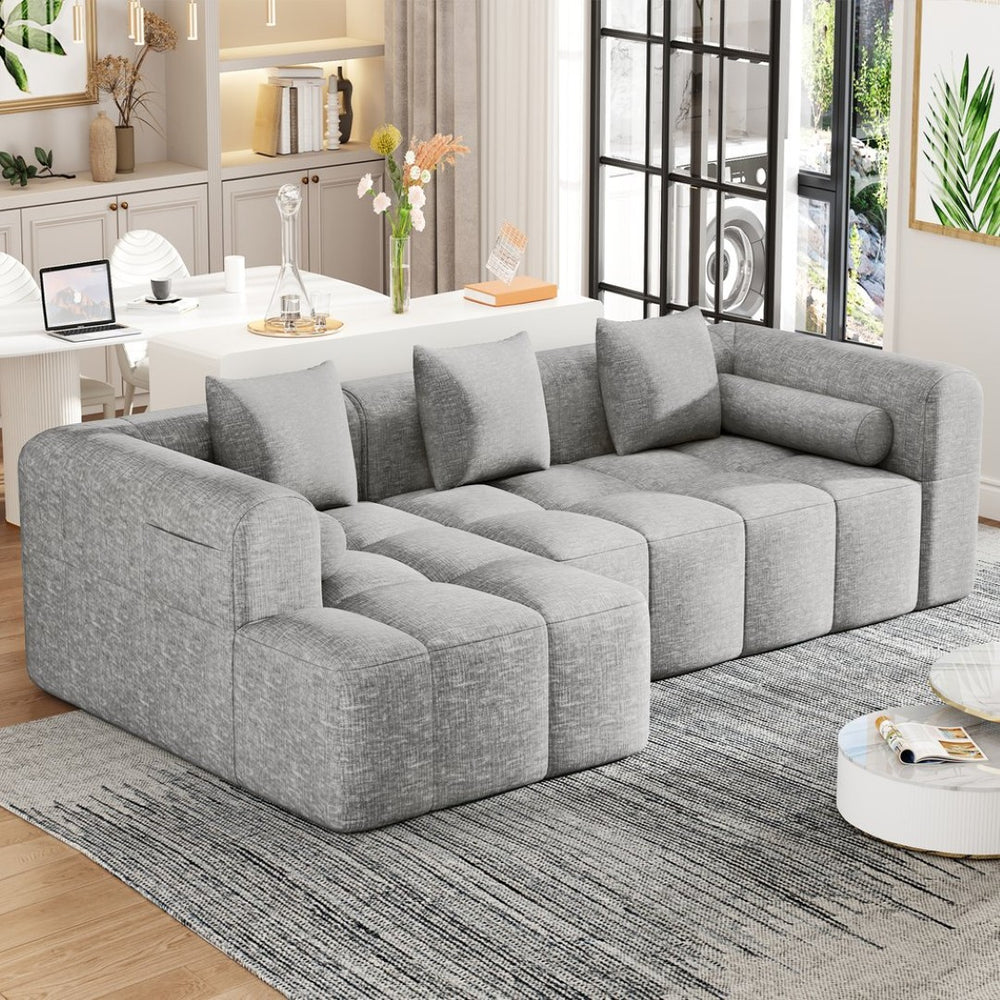 English Elm 101.2" Modular Chenille Sectional Sofa with Tufted Cushions and Deep Seating for Living Room N719S001890R