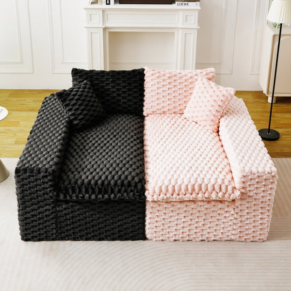 English Elm Luxury Color-Block Turtle Velvet Sofa - Modular Design For Stylish Living Room Comfort & Flexibility P1 W3371S00048-GIGA