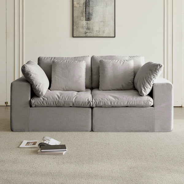 English Elm Modular Sectional Sofa - Space-Saving Comfort & Durability, Modern Light Gray Sleeper Couch For Homes W3622S00007