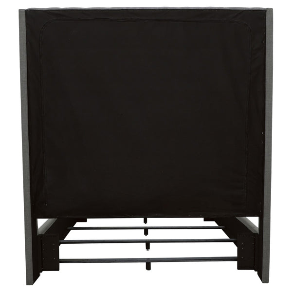 English Elm Grey Button Tufted Upholstered California King Bed Tall Headboard Elegant Bedroom B062S01815