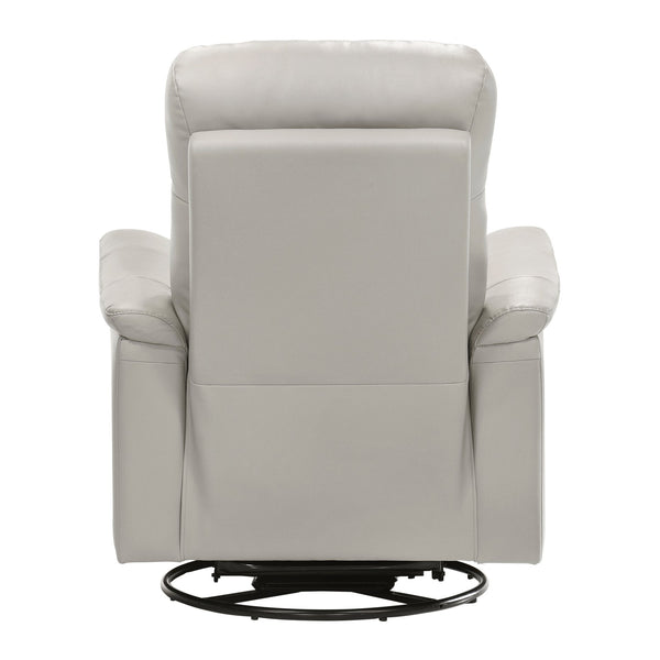 English Elm Silver Swivel Glider Recliner Chair - Top Grain Leather, 360° Motion, Manual Pull-Tab Recline, Modern Comfort B011P329291