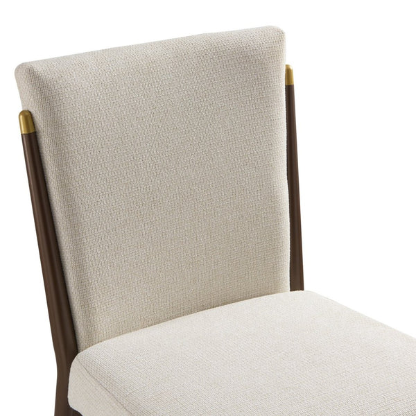 English Elm Modern Armless Counter Stools Set of 2 Upholstered Iron Frame with Gold Accents Brown+Beige N771P345828W