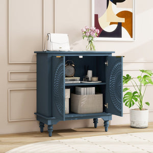 English Elm American Hollow Carved Ash Veneer Two Door Sideboard Cabinet for Living Room Storage W688P265009