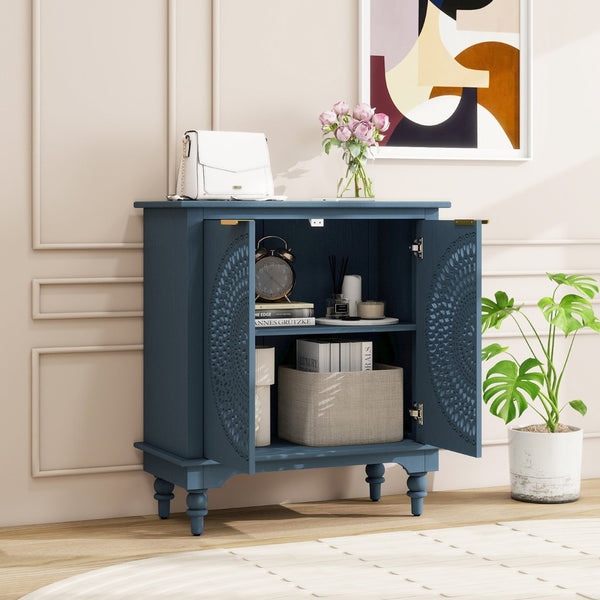 English Elm American Hollow Carved Ash Veneer Two Door Sideboard Cabinet for Living Room Storage W688P265009