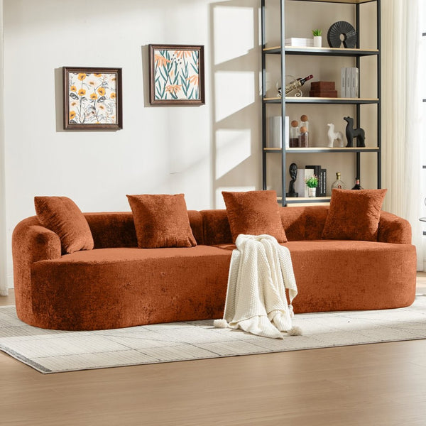 English Elm Curved Chenille Loveseat with Memory Foam Cushions for Compact Living Spaces Orange W2915S00084