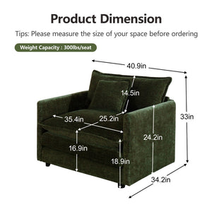 English Elm 2-piece Modular Green Chenille Sofa Set with Deep Cushioned Seating for Living Room W714S00463