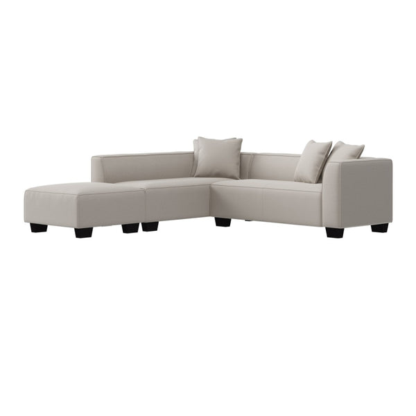 English Elm Marston Corduroy L-shape Sectional Sofa Deep Seating Six Seat Modern Living Room Gray B127S00001