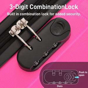 English Elm 6 Piece Hardshell Abs Travel Set with Spinner Wheels Combination Lock and Toiletry Bag Pink N732P391314H