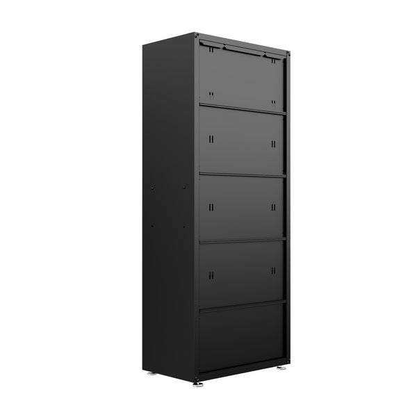 English Elm Rolling Metal Garage Cabinet with Locking Doors Diamond Texture Industrial Storage Charcoal Grey B365P398229