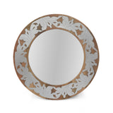 Christopher Knight Home® - Noble House - Mercer Handcrafted Mango Wood Aluminum Fitted Round Mirror, Natural and Antique Silver