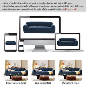 English Elm U_Style 85.8" Chenille 3-Seater Sofa with Tufted Cushions, Pocket Springs, Plush Sponge Comfort, 900lb Capacity Navy Blue N711P281401V