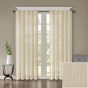 English Elm Solid Crushed Curtain Panel Pair - Elegant Sheer Window Drapes For Bright, Airy Room Décor, 2 Pcs B03598167-GIGA