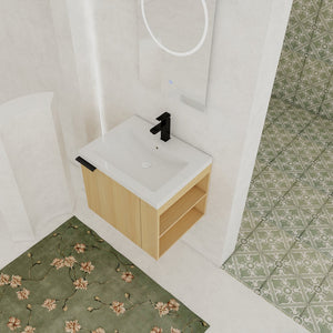 English Elm 24" Bathroom Vanity Sink Combo - Modern Oak Cabinet Set With Ample Storage & Soft-Close Doors W1972P204941